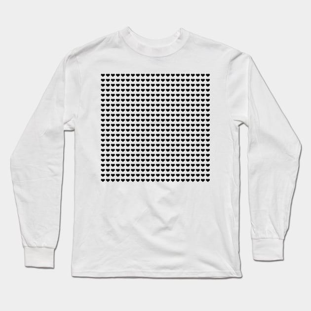 Black Hearts Pattern Long Sleeve T-Shirt by Kelly Louise Art